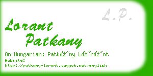 lorant patkany business card